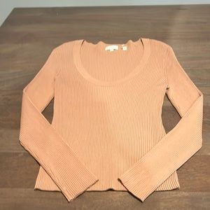 A.L.C. Ribbed Long Sleeve Top in Peach